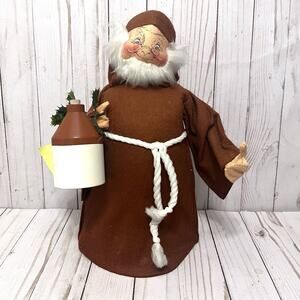 Vintage Annalee Doll Monk Friar Christmas Holly Jug of Spirits 13" Tall